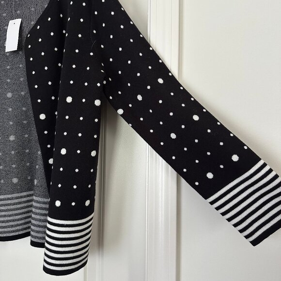 Ann Taylor Factor Black/White Open Front Cardigan Sweater NWT - Picture 3 of 9